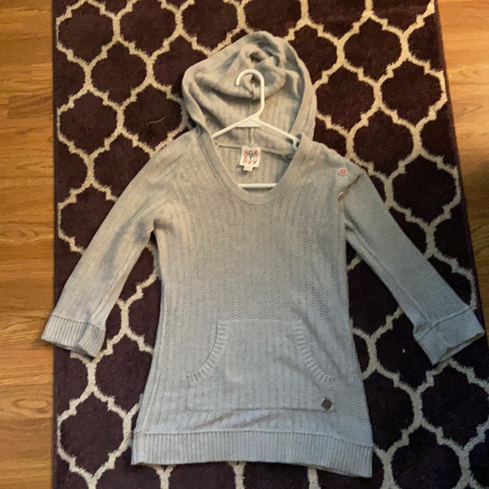 Roxy Girl Knitted Sweater with Hoodie and Pocket